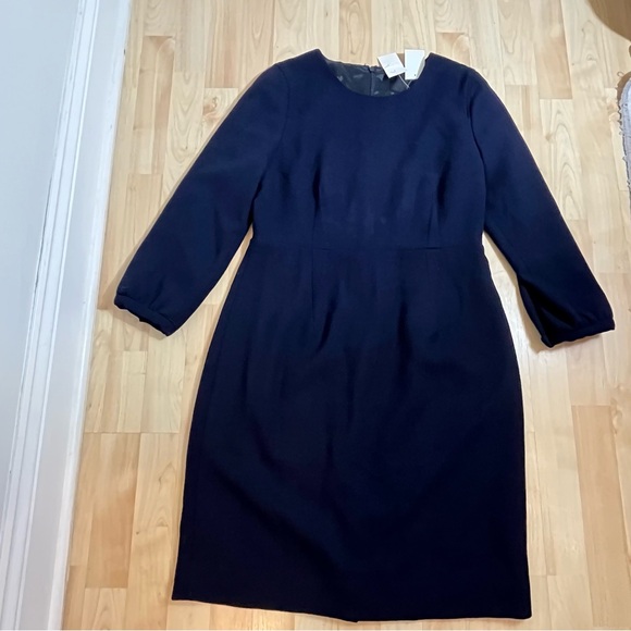 NWT J Crew Collection Italian Wool Dress Sz 12  Navy 98802 officer Brand New - Picture 1 of 8